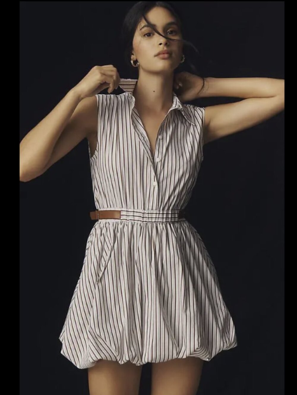 NWT Brown Stripe Sleeveless Shirt Dress Size M